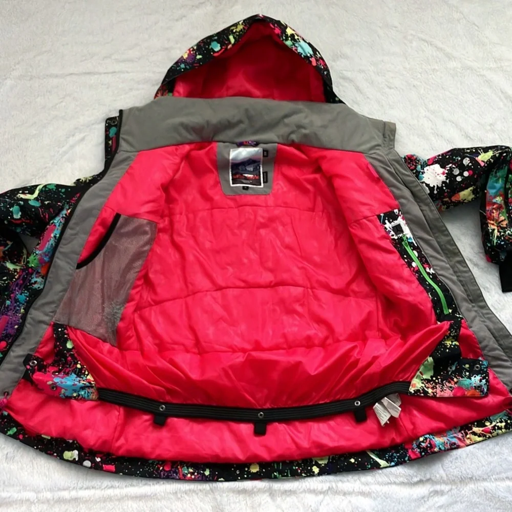 Like New Gsou Snow Multicolor Splash Ink Spatter Snowboard Ski Coat, Size Small